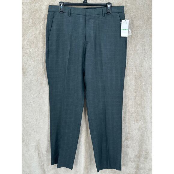 Calvin Klein Pants Mens 34x32 Gray Plaid Straight Fit Dress Work Career Office - Picture 1 of 10
